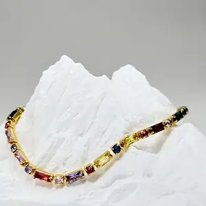 Snap&Spark Feng Shui Multi Stone Crystal Bracelet For Women 18K Gold Plated Tennis Bracelet gift for women gifts girlfriend energy bracelet Y2K bracelet Jewelry