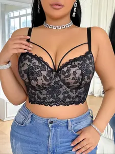 Plus Size Bra For Women Lined Underwear Support Underwire Anti Sagging Bra Sexy Lace Push Up Bra Comfort Everyday Bra Lace Bras Black Corset
