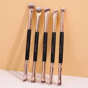 MAANGE 5pcs Professional Double-ended Eye Makeup Brushes, High-Quality Makeup Brushes for Precise Application, Essential Tools for Makeup Artists, Eyeshadow Brush Set Gift for Women & Girls, Makeup Blending Brush, Beauty Duo Brush