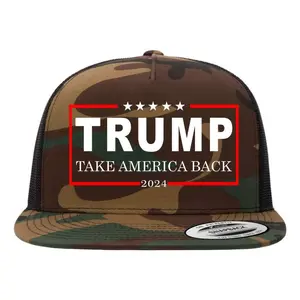Donald Trump 2024 Take America Back USA United States of America Flat Bill Trucker Hat
