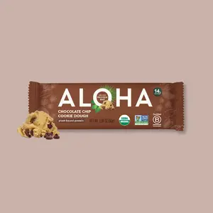 ALOHA Chocolate Chip Cookie Dough Protein Bars - 12 Bars - Certified USDA Organic - 100% Plant-Based - 14g Of Protein - Only 3-5g of Real Sugar - Certified Vegan - Healthy Snack - No Sugar Alcohol Sweeteners
