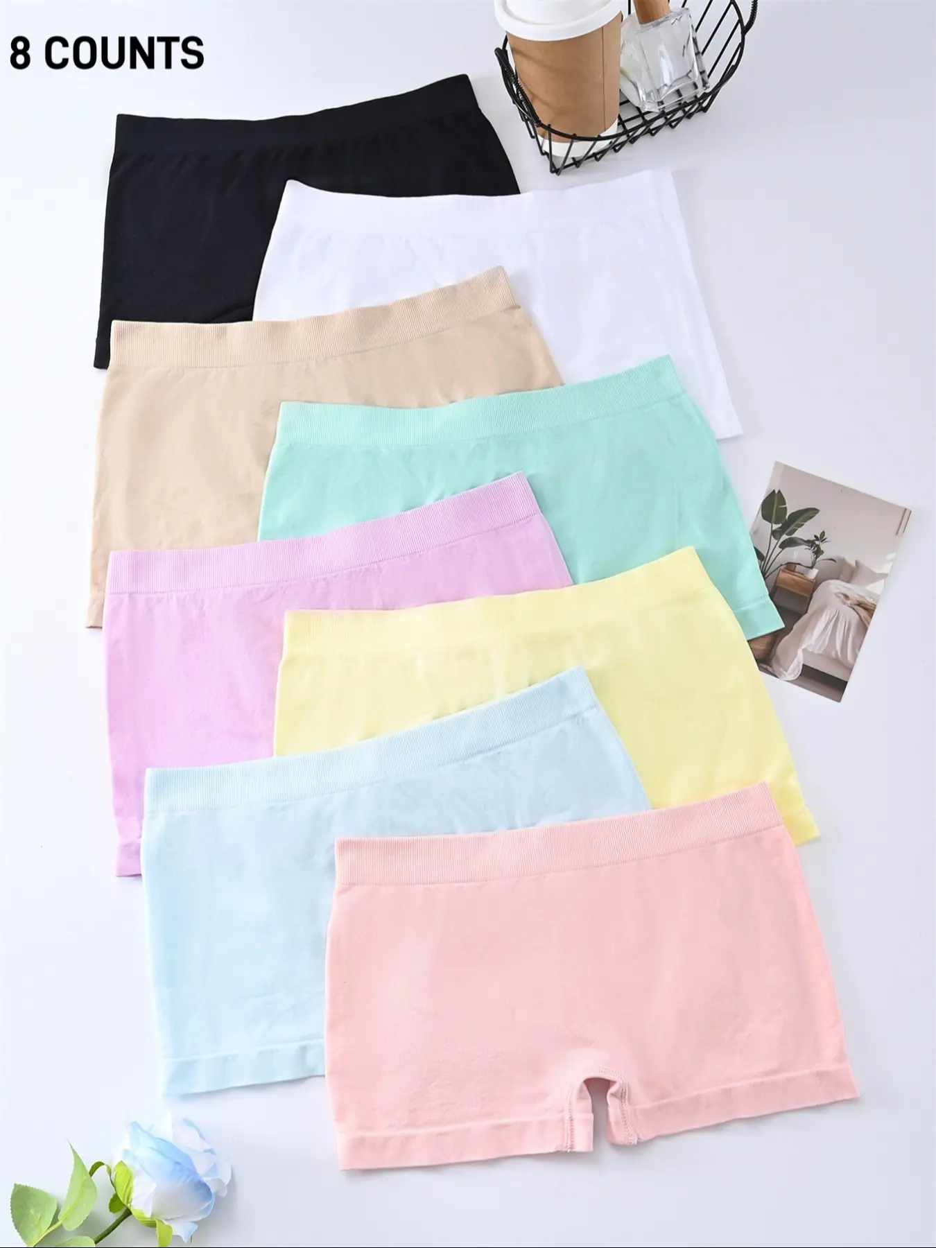 Teen Girls Seamless Casual Boyshorts Underwear, Youth Underwear, No Show Underpants, Zero Feel Safety Panties for Dresses, Ages 7-14, Comfortable Fit, Inner Wear, Comfy Underwear, Clothing