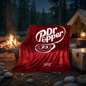 Dr Pepper Soda Can Themed Flannel Blanket, Ultra Soft Thermal Throw, Cozy Warm All-Season Decor for Soda Lovers
