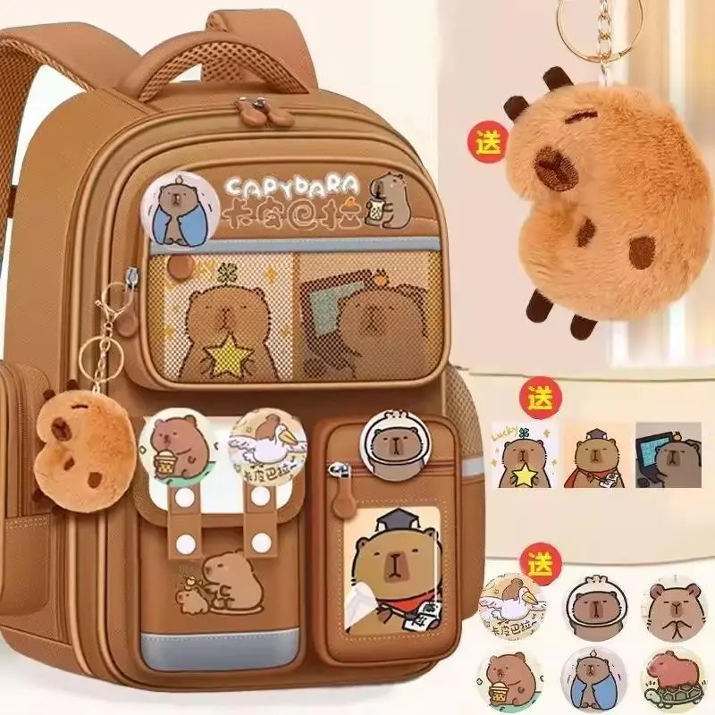 Capybara Children Backpack Waterproof Student Schoolbag Large Capacity Alleviate Burden School Bag Orthopedic Backpack Book Bag