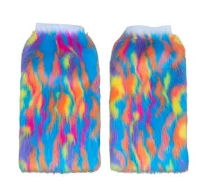 Blue Rainbow Fluffy Leg Warmers/Boot Covers for Women - Womenswear, Clothing
