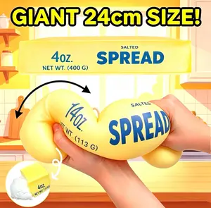 TikTok Viral Butter Stick Squishy Toy 24cm 14cm stress ballwet and soft butter bar large tpr butter stick pinch music for students to vent in class; soft simulation of stuffing contained in toys