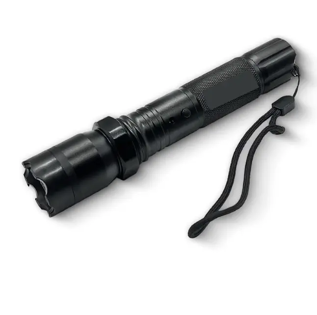 Rechargeable LED Flashlight Torch - Compact 120 Lumens, Rubberized Grip, black, for Home Improvement, Outdoor Illumination