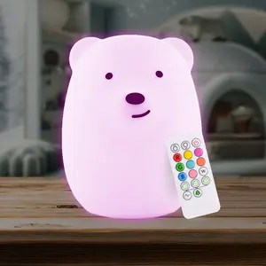 Lumipets Silicone Night Light for Kids, Bear - 9 Soft Colors, Remote Sleep Timer, Rechargeable, Adjustable Brightness, Suitable for Toddlers, Babies, Girls, Boys