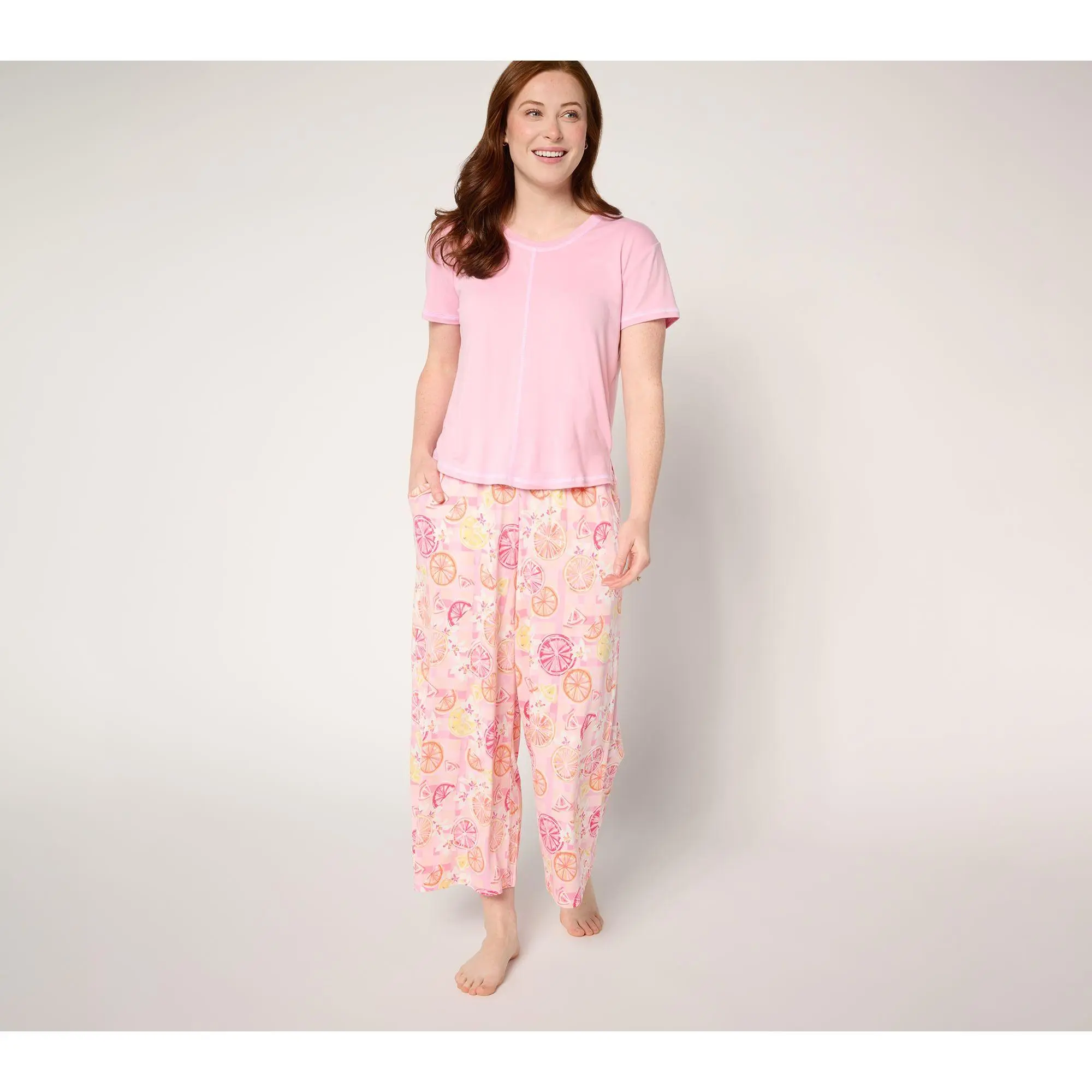QVC Women's 2-Piece Cloud Knit Front Seam Top & Wide Leg Pant Lounge Set