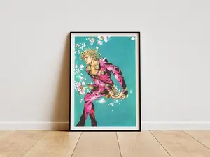 Jojo Part 5 Golden Wind Art Poster Unframed, Giorno Giovanna Poster Unframed, Anime Wall Decor, Araki Design Semi-Glossy Paper Poster Unframed