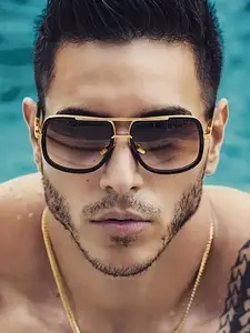 Street Style Sunglasses, Men's 2024 Summer New Fashion Glasses, Trendy Square Frame Sunglasses for Everyday Use, Fashion Accessories for Outdoor Activities, Trendy Beach Eyewear