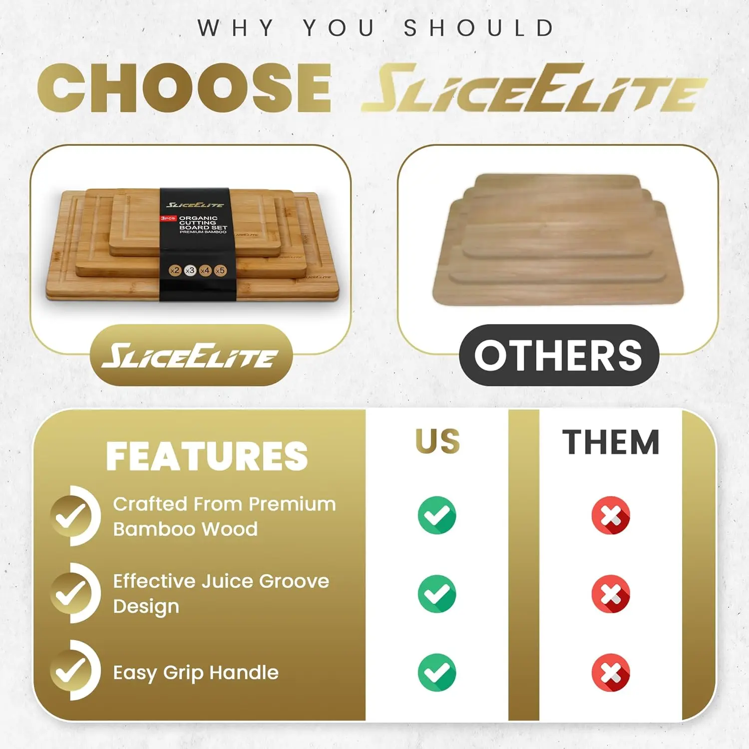 Original 3 PC Bamboo cutting board set