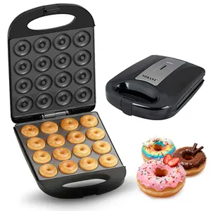 Mini Donut Maker, 1200W Non-Stick Electric Donut Baker – also usable as a pancake maker, ideal for making kid-friendly breakfasts, snacks, desserts, and more. It features a non-stick coating and can make 16 donuts at a time