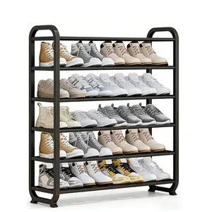 six-layer heavy-duty metal-plastic shoe rack| Easy to assemble, portable, suitable for 18-24 pairs of shoes (sneakers, high heels, boots) - sturdy upright shoe cabinet, for home use, space-saving, iron ends