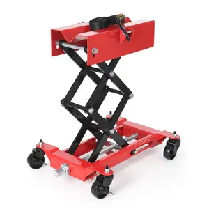 Garvee 450 lbs Low Profile Power Transfer Jack – Heavy-Duty Double Scissor Lift, 7–23 Inch Height Range, Safety Straps & 4 Swivel Wheels – Ideal for Auto Repair, Garage Maintenance, Vehicle Lifting – Sturdy Red Finish, Easy to Operate