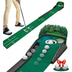 Putting Green Indoor - Golf Putting Mat boasts Genuine Green Speed and a Wrinkle-Free Surface. 8ft Practice Putting Mat with lenticular 3D Backplate, Alignment Guides and Ball Return