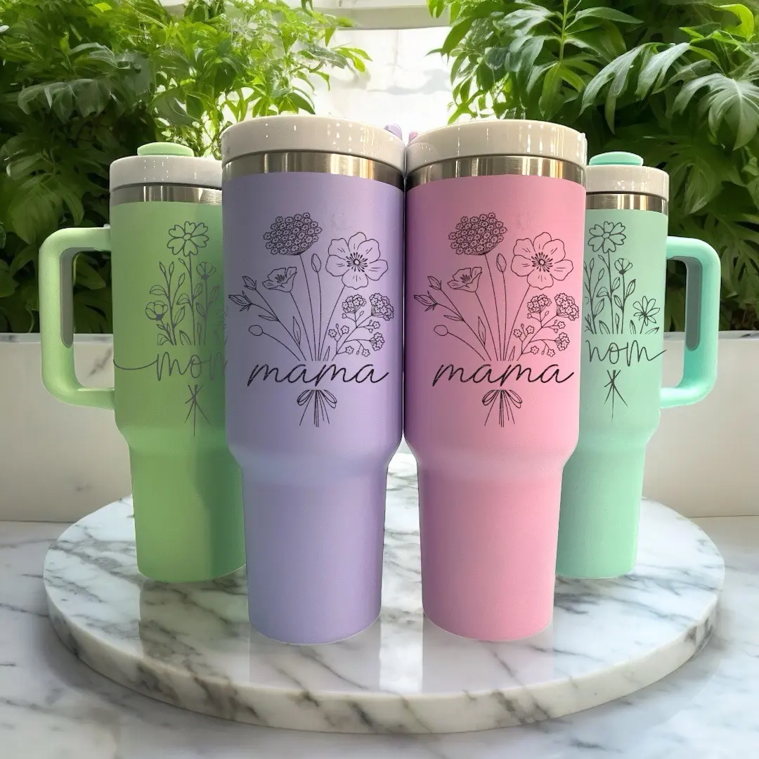 Engraved 40 oz Travel Mug - Mom Tumbler Gift; Perfect Drinkware for Moms
