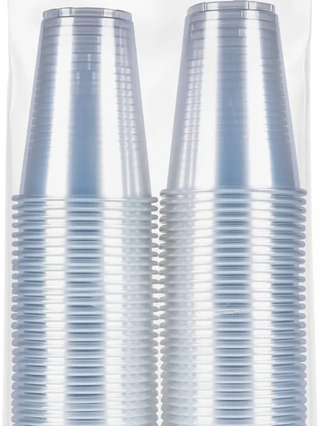 Disposable Clear Plastic Cups - Small, 9oz, 100 Count for Home & Festive Party Supplies