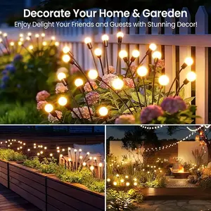 Outdoor waterproof solar light, 2/4-piece set of 10 LED swinging firefly lights, suitable for courtyard, terrace, and path decoration, unique gardening gift for women's festivals, Decorative Garden Lights
