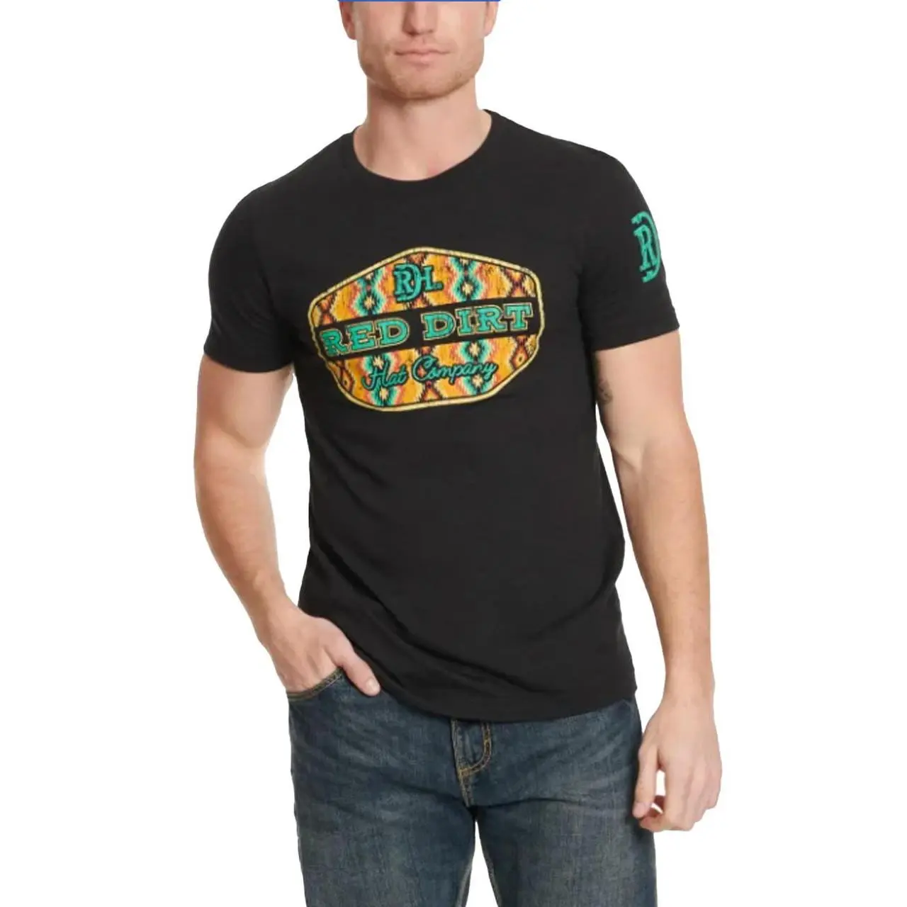 Red Dirt T Shirts Men's Free Rein Black Short Sleeve Tee - RDHC-T-131
