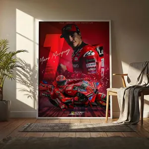 Legendary MotoGP Rider Marc Marquez Poster HD Heavy-Duty Self-Adhesive Waterproof Wall Decor – Tool-Free Install, Durable & Reusable Conceals Wall Flaws | Elevates Home Style | Ideal for Living Rooms, Bathrooms & Kitchens