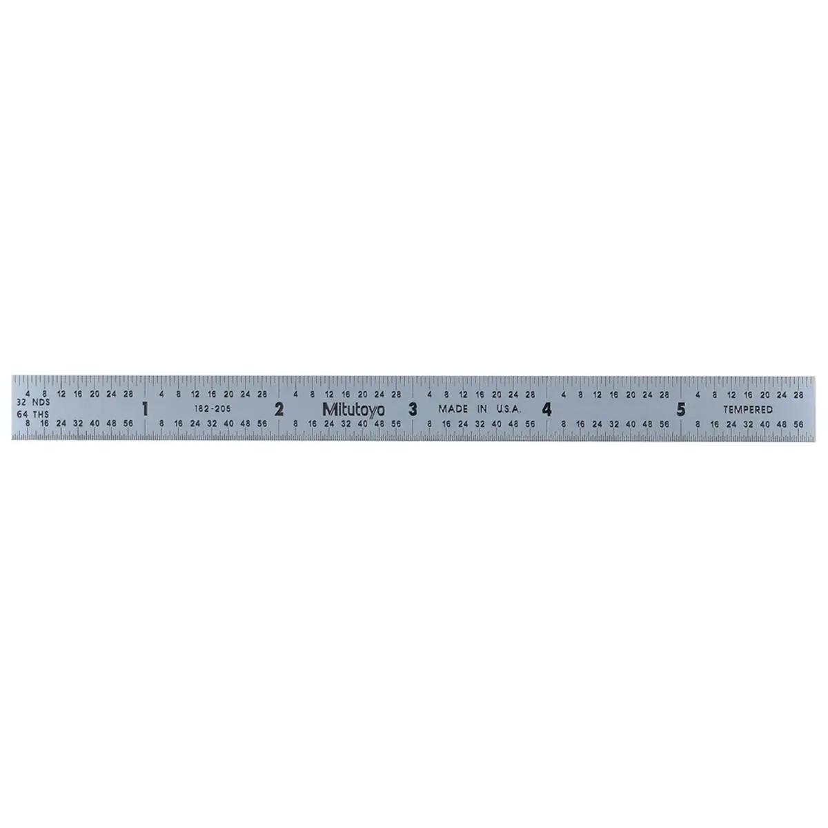 Mitutoyo 182-205 Office Full-Flexible Satin Stainless Steel Rule, 6 x 150 mm, 0-6 in Measurement, 1/64 in Graduation