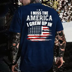 I Miss The America I Grew Up In Remember Everyone Deployed RED 250 Years Anniversary Eagle American Flag 1776-2026 Heavy Cotton T-shirt, Independence day Patriotic, 4th of July Menswear Casual, Gift Streetwear Graphic Classic