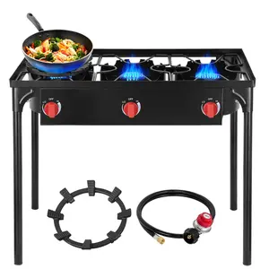 BESTFIRE 225K BTU 3-Burner Propane Gas Stove – High Pressure Portable Outdoor Cooker with Detachable Legs, Heavy Duty Camping Stove for BBQ, Baking, Frying, Home Brewing, Turkey Frying, Picnic & Large Pot Cooking