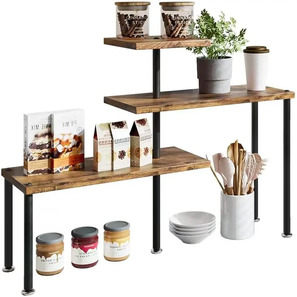 Corner Shelf Countertop Organizer 3 Tier Kitchen Corner Shelves Adjustable Spice Storage Rack for Make Up, Dresser Table, Desktop,  Bathroom Coffee Area Over Sink Holder Deals For You Days Decor