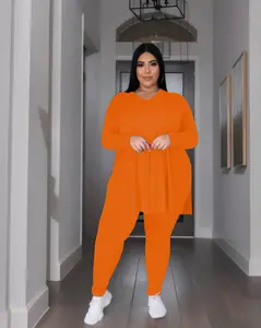 USBoutiqueCHIC Women's Plus Size Longline Lounge Set Milk Touch Fleece Two-Piece Outfit for Curvy Figures in Vibrant Purple