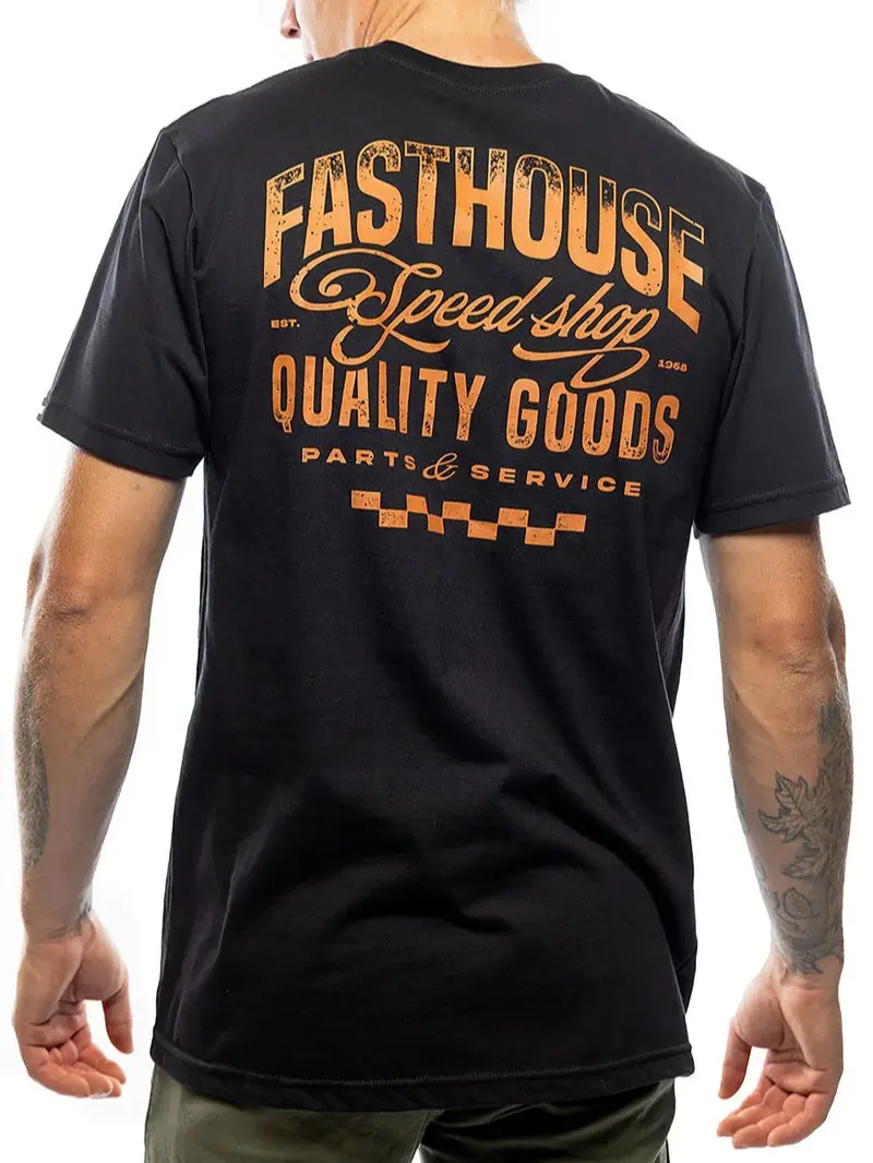 Fasthouse Men's Virtue Graphic T-Shirt Black Speed Shop Racing Moto Streetwear Vintage Biker Short Sleeve Graphic Tee Casual Cotton Shirt