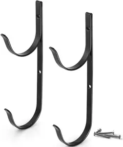 Aquatix Pro Pool Pole Hanger Premium 2pc Black Aluminium Holder Set, Ideal Hooks for Telescopic Poles, Skimmers, Leaf Rakes, Nets, Brushes, Vacuum Hose, Garden Tools and Swimming Pool Accessories