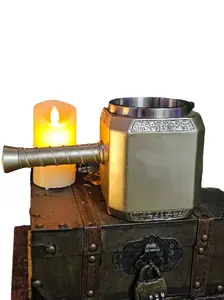 The Armored Kingdom 14oz (400ml) Stainless Steel Viking Warrior God's Gold Battle Hammer-Shaped Mug - Reusable Drinkware with Built-in Bottle Opener, Washable Kitchenware Tumbler