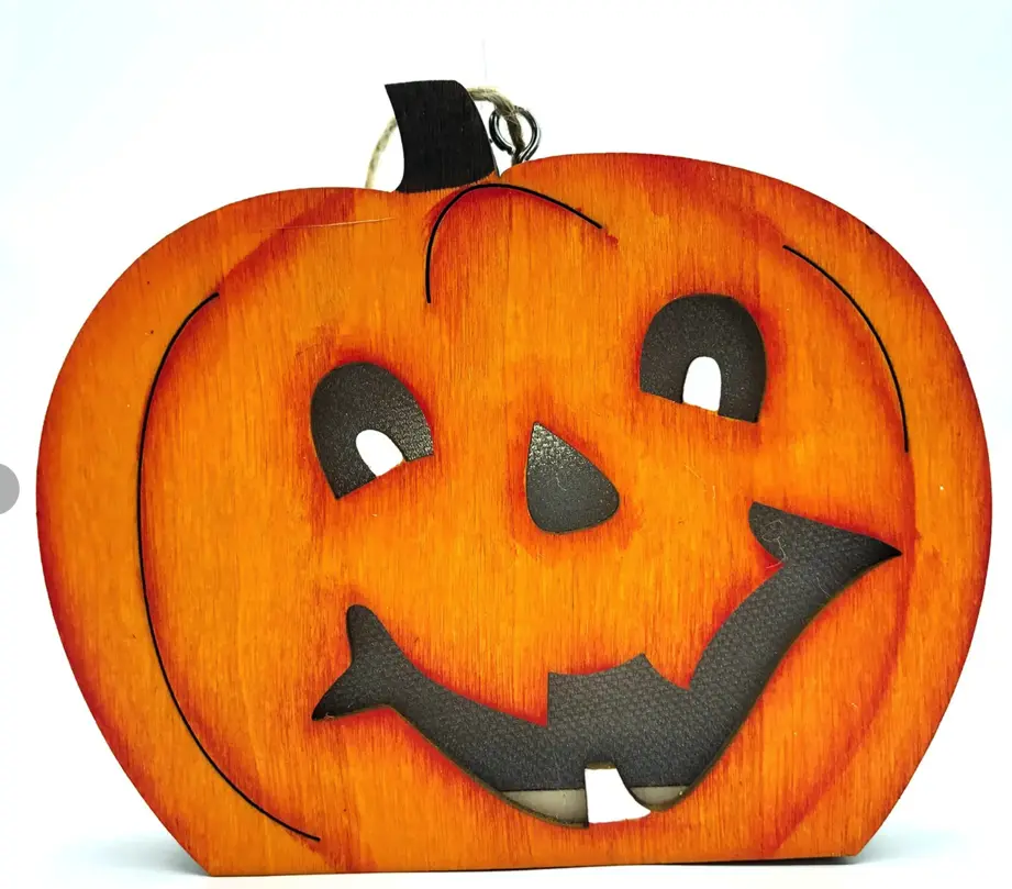 Halloween Wooden LED Light Pumpkin  Decoration