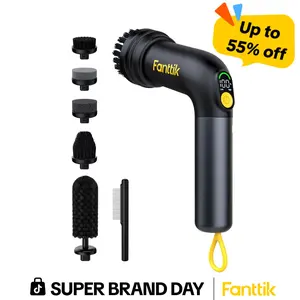 【FathersDayGift】Fanttik G9 Handheld Cordless Electric Spin Scrubber - MagnaStorm Motor, Dual-Speed, 5 Brush Heads, LED Display, IPX7 Waterproof, 2500mAh Type-C Charging, Cordless & Handheld Cleaning Brush for Kitchen, Tile, Cordless Cleaning Brush
