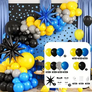 120 Pieces Dark Themed Balloon Arch Set, Including Black Yellow Grey Latex Balloons, Star Shaped Aluminum Film Balloons, Can Be Used for Birthday Backgrounds - Home Improvement. Colorful Garland Decor