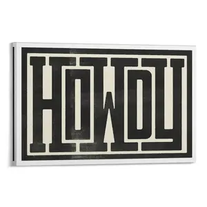 Retro Funky Wall Art “Howdy” Poster with Southwestern Country Ranch Theme, Black And White Canvas Prints for Trendy Farmhouse Western Wall Decor in Living Room, Dorm And Bedroom Canvas Poster Decoration Photo Frames Ornaments Artistic Frame-Style