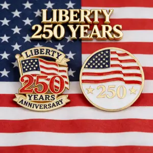 2-Pack US 250th Anniversary Enamel Alloy Brooch Pins - Patriotic Commemorative Durable Metal Brooch Lapel Pins, Veterans Gift, Collectible Fashion Clothes Accessory, Alloy Brooch Pin