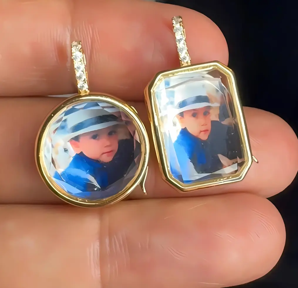 Personalized Heart Shape Gold Trim Crystal Pendant Necklace Custom Photo Keepsake Gift for Loved Ones Handcrafted Faceted Crystal & Gold Rim Jewelry