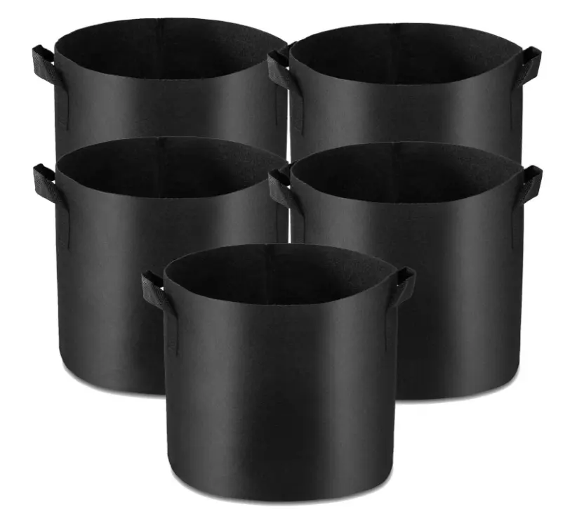 Gardener's 5-Pack 5 Gal Nonwoven Aeration Planting Bags - Durable, Breathable, Heavy-Duty with Handles for Outdoor Root Health, Vegetables, Home Gardens
