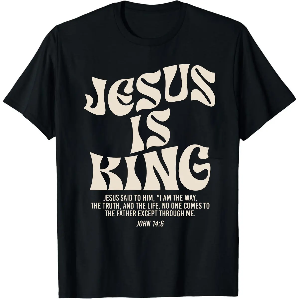 Women's Christian T-Shirt - Jesus Is King, Bible Verse John 14:6 Digital Print, 100% Cotton Crew Neck Basic Top, Unisex All Seasons Machine Washable Casual Loose-Fitting Short Sleeve