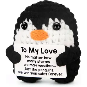 Birthday Gifts for Him Her, Anniversary Wedding Graduation Gifts for Men Women, to My Love Handmade Crochet Penguin Present for Boyfriend Girlfriend, I Love You Gift for Couple Wife Husband