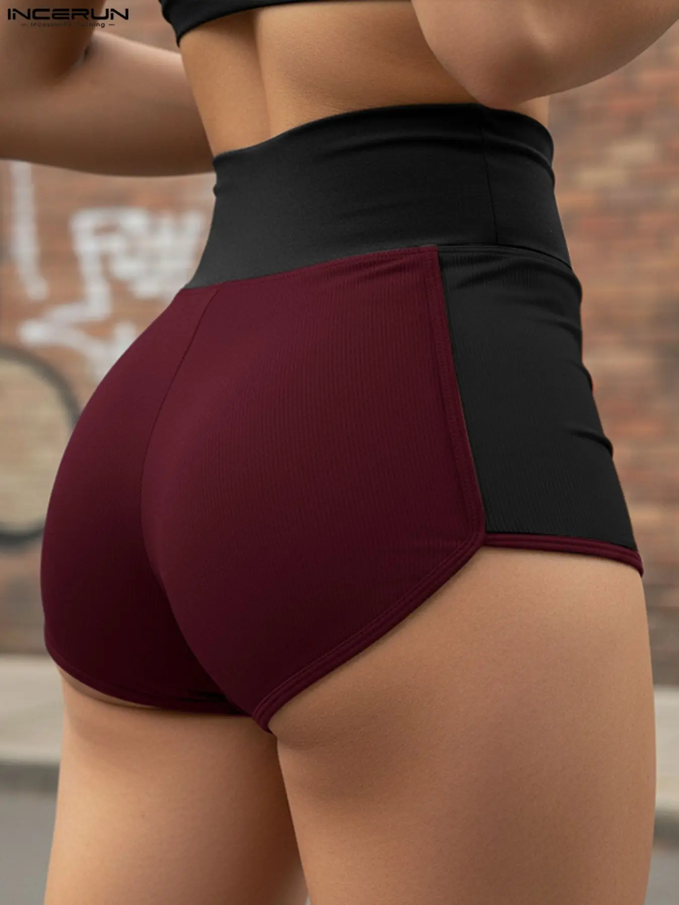 INCERUN Men's Sporty Patchwork Colorblock Knit Tight Short Pants, Lightweight Workout Exercise Shorts, Elastic Sporty Shorts, Athletic Sports Shorts, Comfortable Athletic Wear, Stylish Gym, Perfect for Active Lifestyle