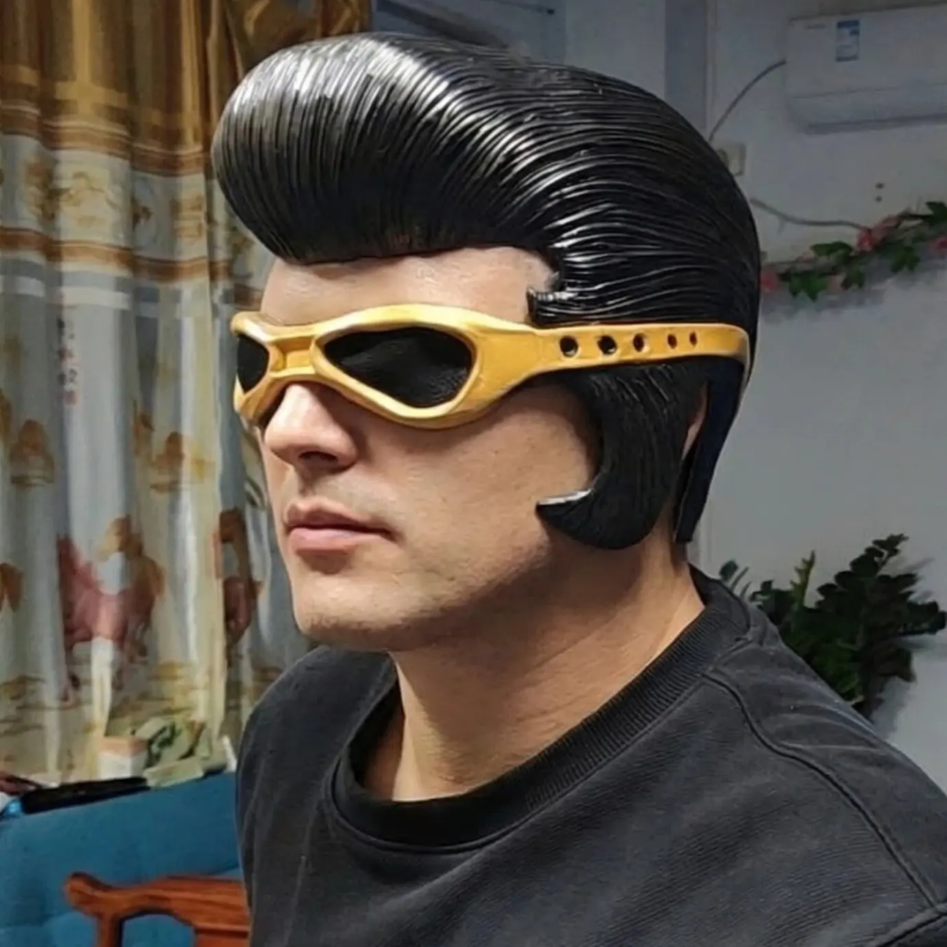 Elvis Presley Inspired Half-Face Latex Mask, Retro Vintage Costume Prop, Party Photo Prop, Party Supplies for Halloween & Cosplay Events, Party Accessories