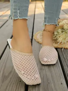 Women's Mesh Mule Slippers, Pointed Toe Backless Flat Shoes, Summer Essential, Comfortable and Breathable, Perfect for Casual Wear