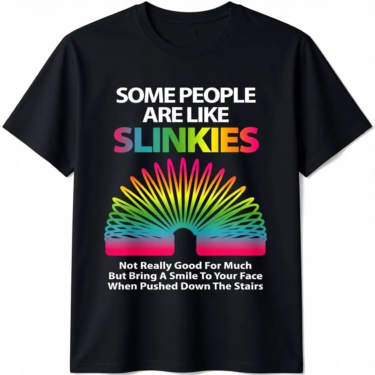 Men's Cotton Short-Sleeve Round Neck T-Shirt - Sarcastic "Some People Are Like Slinkies" Graphic, Streetwear Casual Menswear Top, Shortsleeve, Tshirt