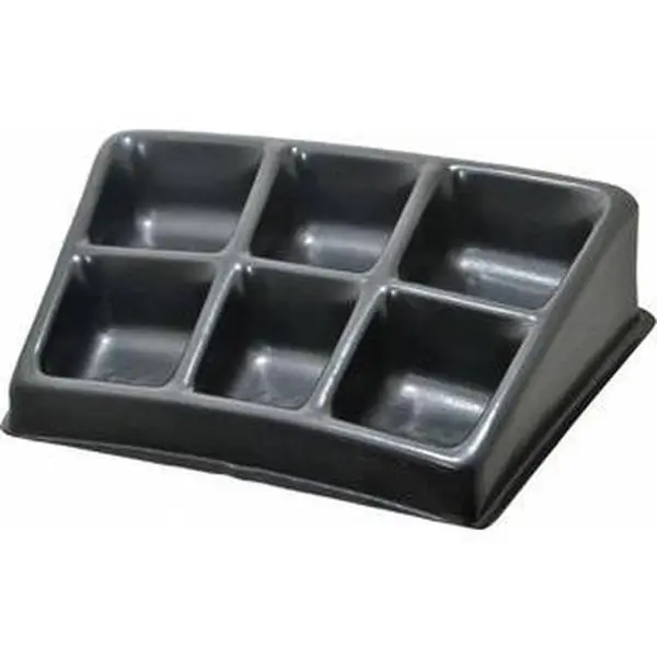 Bayhead Products 6 Compartment Black Small Parts Assembly Tray 12-1/2" Wide x 3" High x 8-1/2" Deep, Plastic Frame, 3" Bin Width x 2-1/2" Bin Depth BA-6
