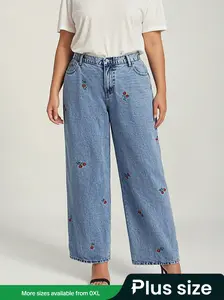 Plus Size Women's Denim Jeans, Casual High Waisted Denim Jeans, Comfortable Stretchy Woven Fabric Trouser, Perfect for Daily Wear & Outdoor Activities