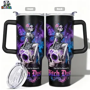 Stainless Steel Insulated Tumbler with Lid, Insulated Coffee Tumbler, 40oz 30oz 22oz, Double Wall Vacuum Insulated Water Bottle Hot Cold 24 Hours, Insulated Travel Drinkware, Leakproof Travel Mug Insulated Cup Sugar Skull Fairy Gift for Women Men Kids