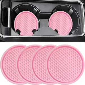 Cup Coaster, 4 count Universal Auto Non-Slip Cup Holder Embedded in Ornaments  Coaster,  Interior Accessories Sets, Pink